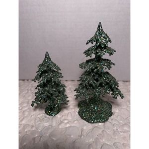 Department 56 Acrylic Green Glitter Trees, set of 2